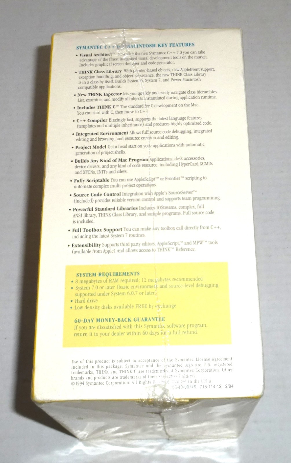 VTG Symantec C++ Version 7.0 Macintosh C++ Development Retail Box NEW, Sealed