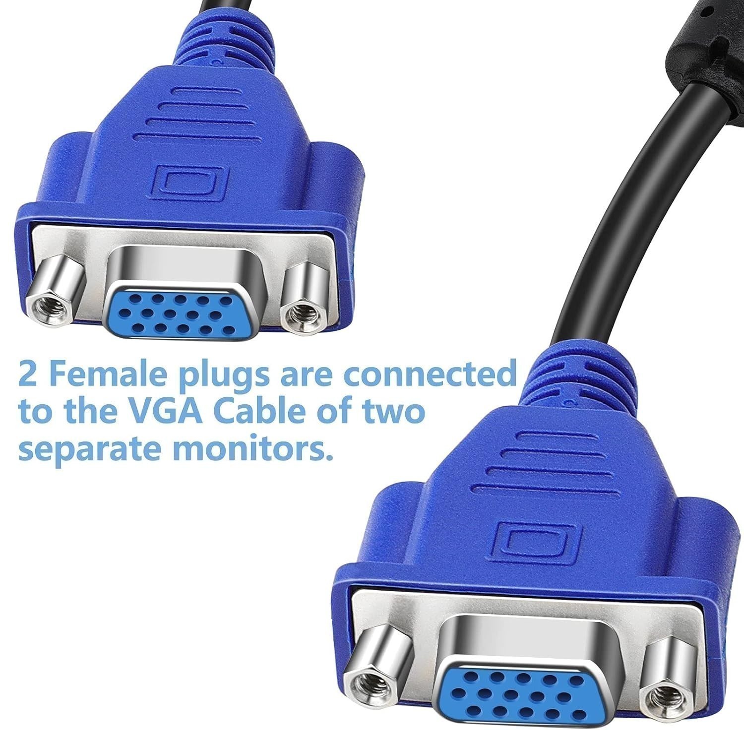 1 PC To 2 VGA SVGA Monitor Male to 2 Dual Female Y Adapter Splitter Cable 15 PIN