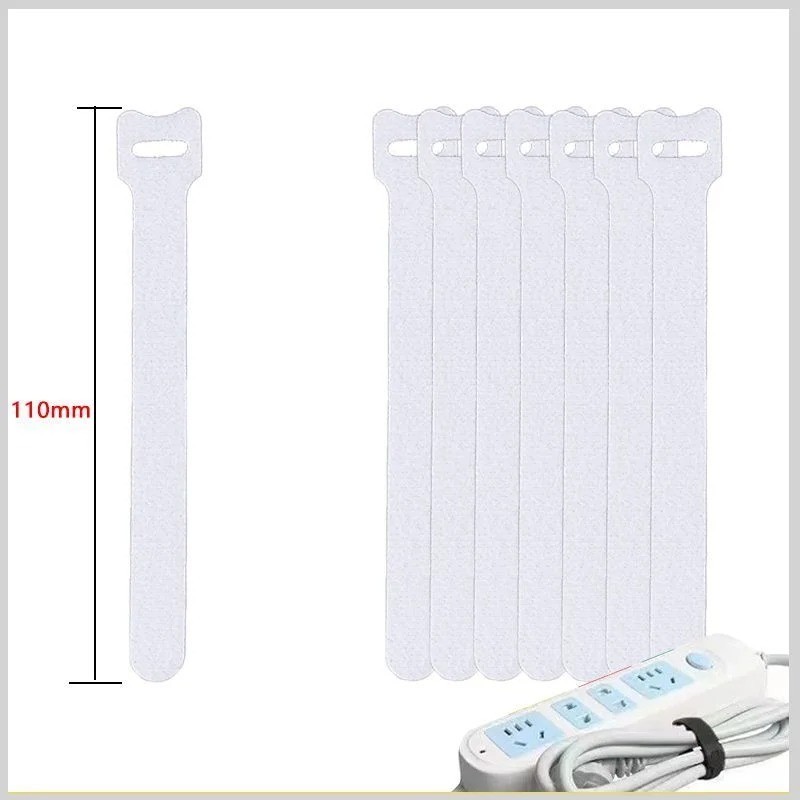 50 Pcs Cable Straps Black Wire Cord Hook Loop Ties Reusable Fastening Organizer