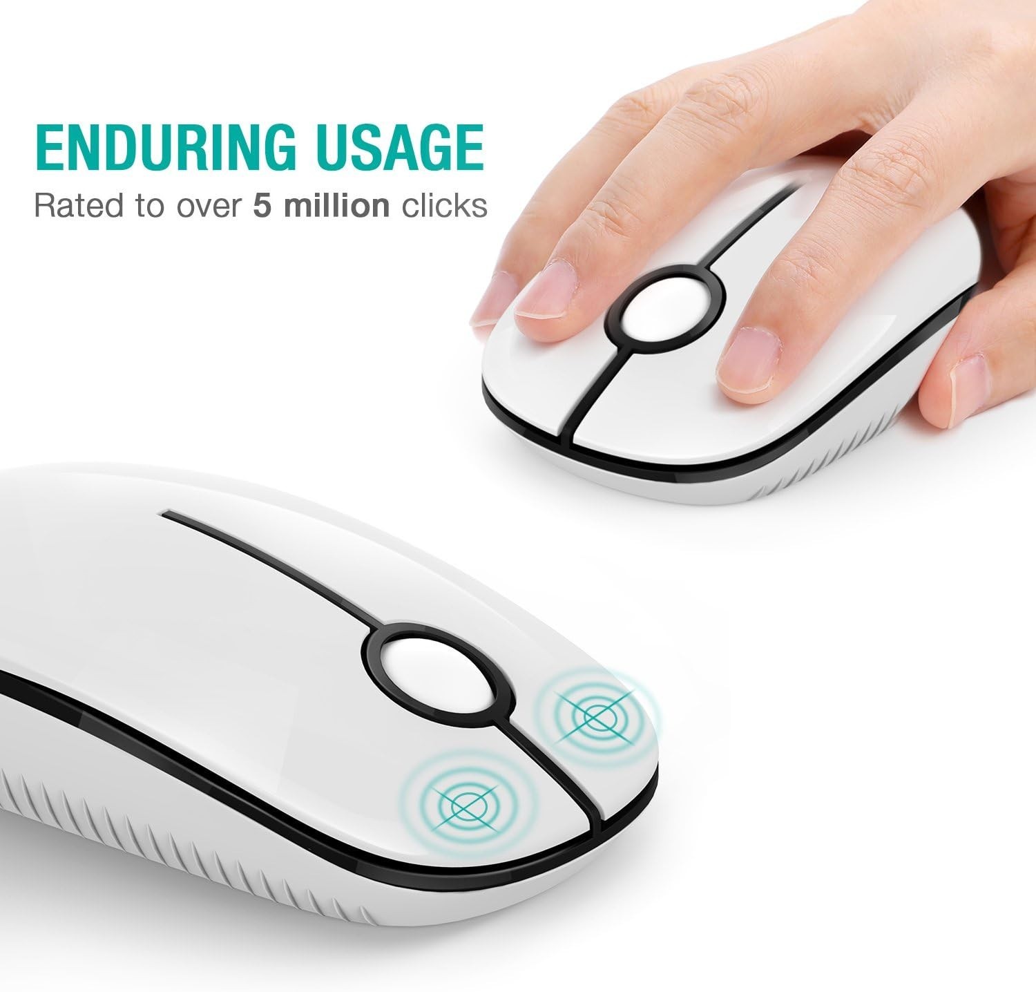 Wireless Mouse, 2.4G Slim Portable Computer Mice with Nano Receiver for Notebook
