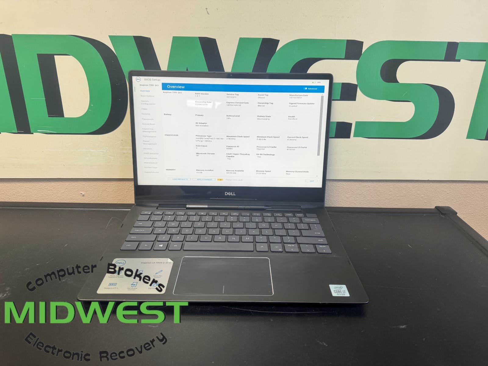 Dell Inspiron 13 7391 2-in-1 i7-10510U 2.3GHz 16GB RAM (NO OS/HDD/SSD)