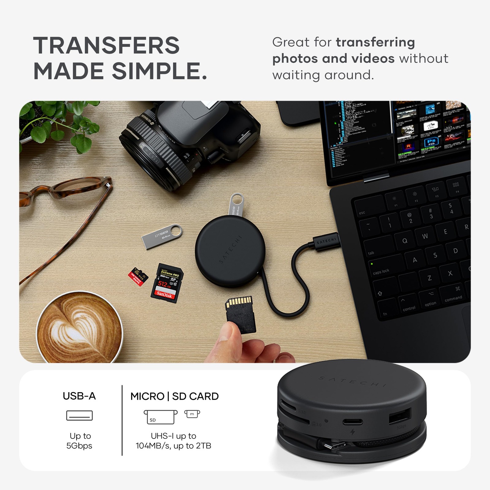OntheGo 7-in-1 USB-Hub, Compact Magnetic Multiport Adapter, 100W PD, HDMI 4K/…
