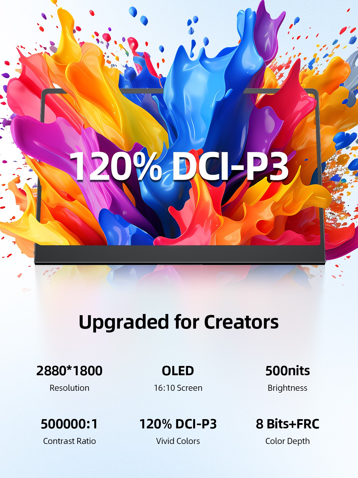 UPERFECT 14″ OLED Portable Monitor 3K 2880*1800 120Hz Touch Display 100% DCI-P3