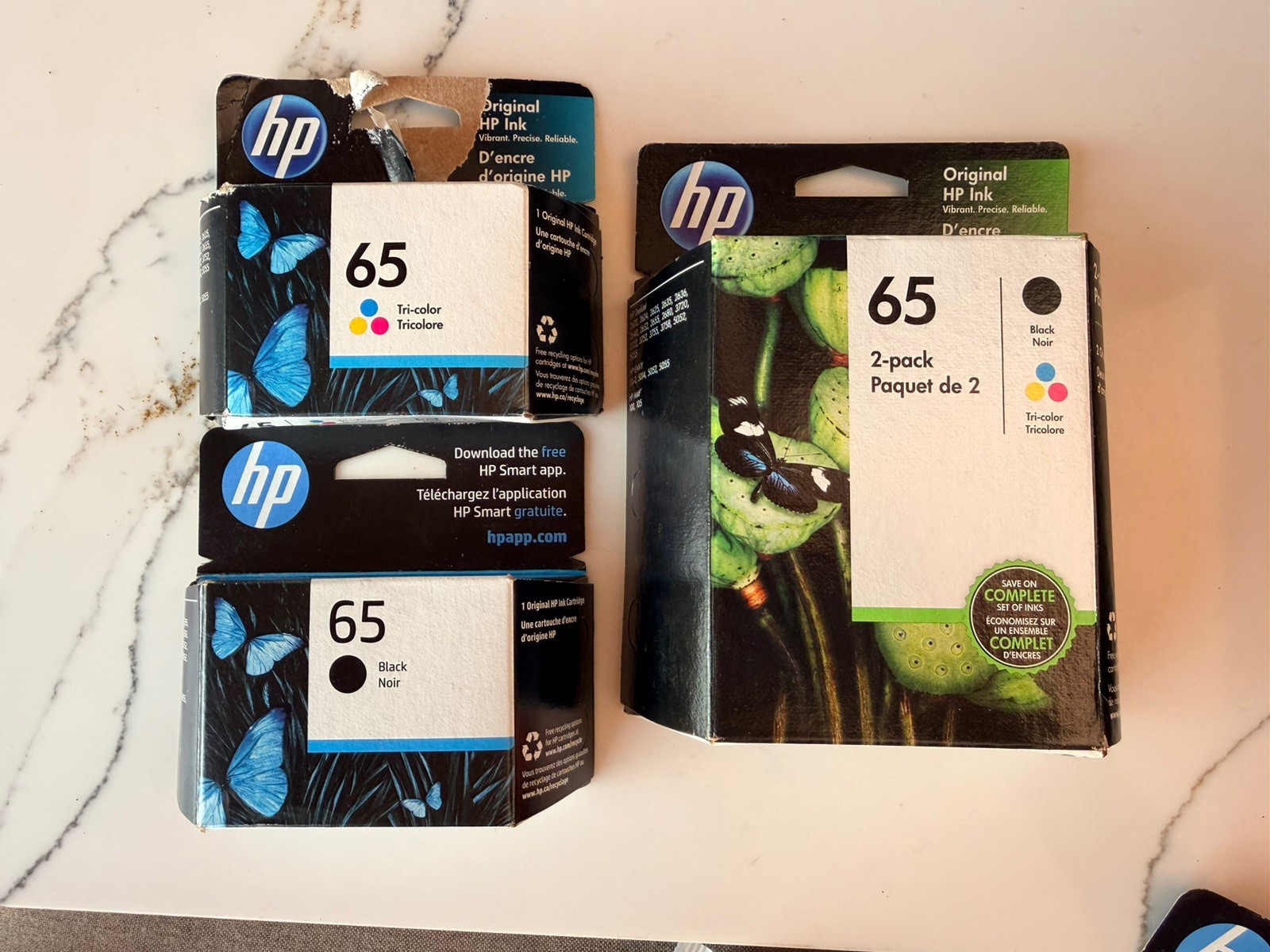 3 Genuine HP 65 Black & Tri-Color Ink Cartridge Combo – NEW 2024 also Black