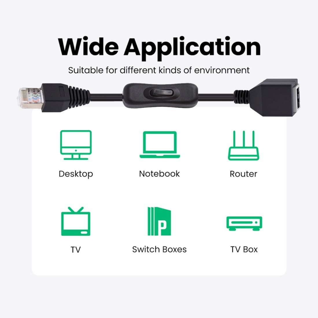 RJ45 Switch Extension Cable,Cat6 RJ45 Male to Female with On/Off Switch Button E