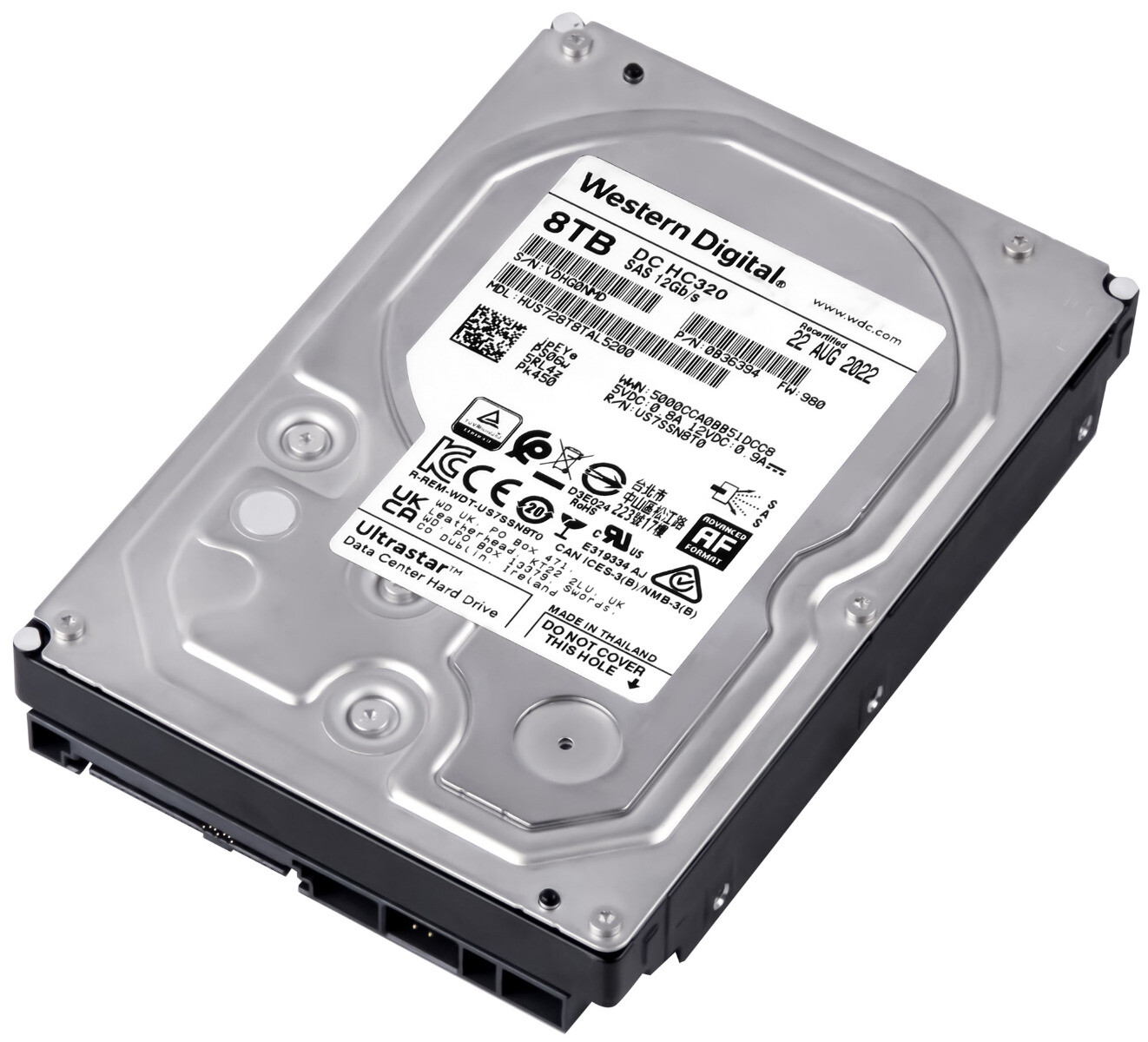 Hard Drive WD Ultrastar He8 HUS728T8TAL5200 8TB 7.2K 128MB SAS-3 3.5”