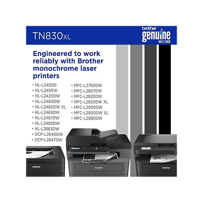 Brother TN830XL OEM Black High Yield Laser Printer Toner Cartridge TN830XL New