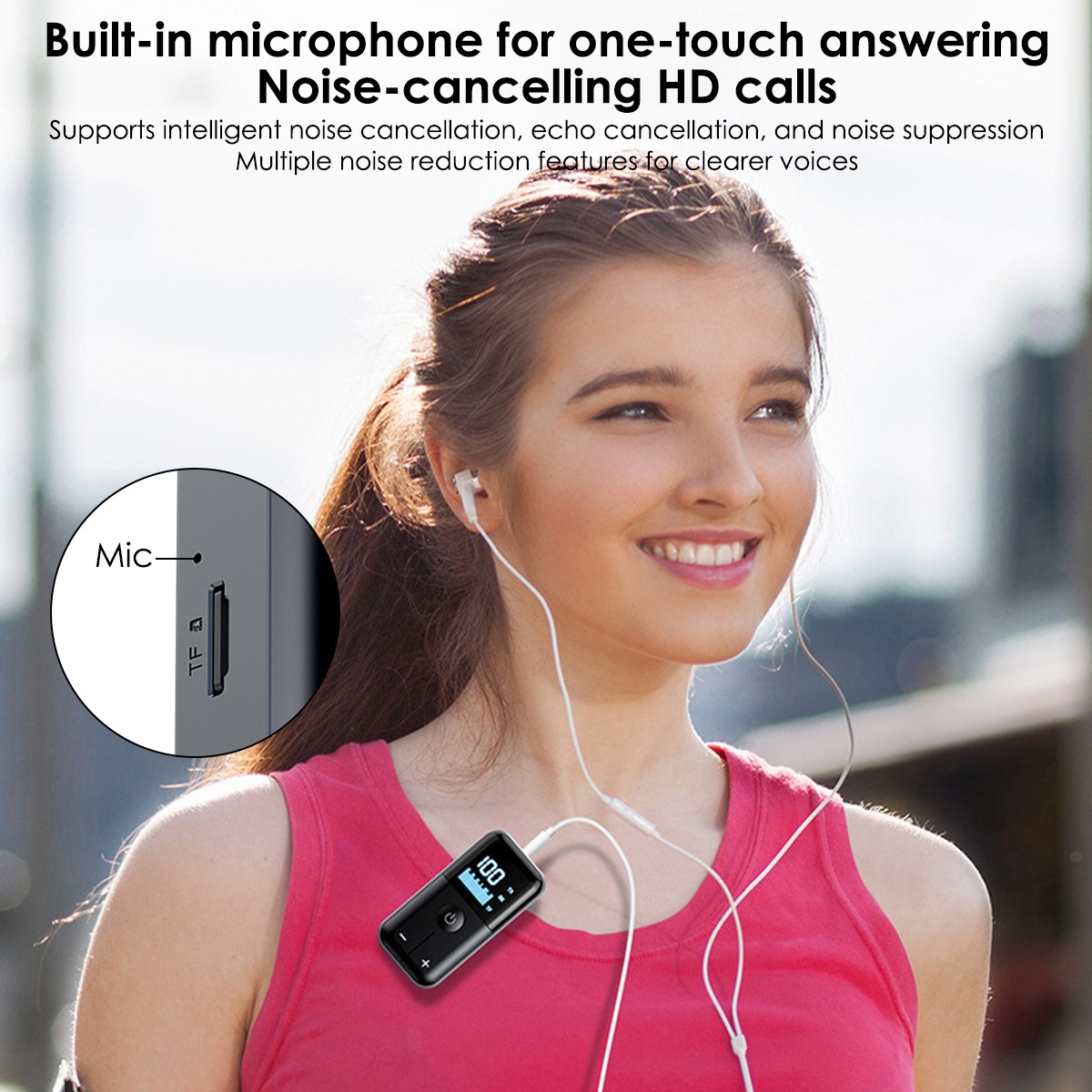 Digital Display Bluetooth 5.4 Audio Adapter TX RX Built-in Battery Type-C Fast