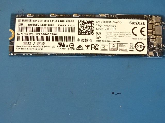SanDisk X400 128GB M.2 2280 SATA III 6Gbps SSD SD8SN8U-128G-1012