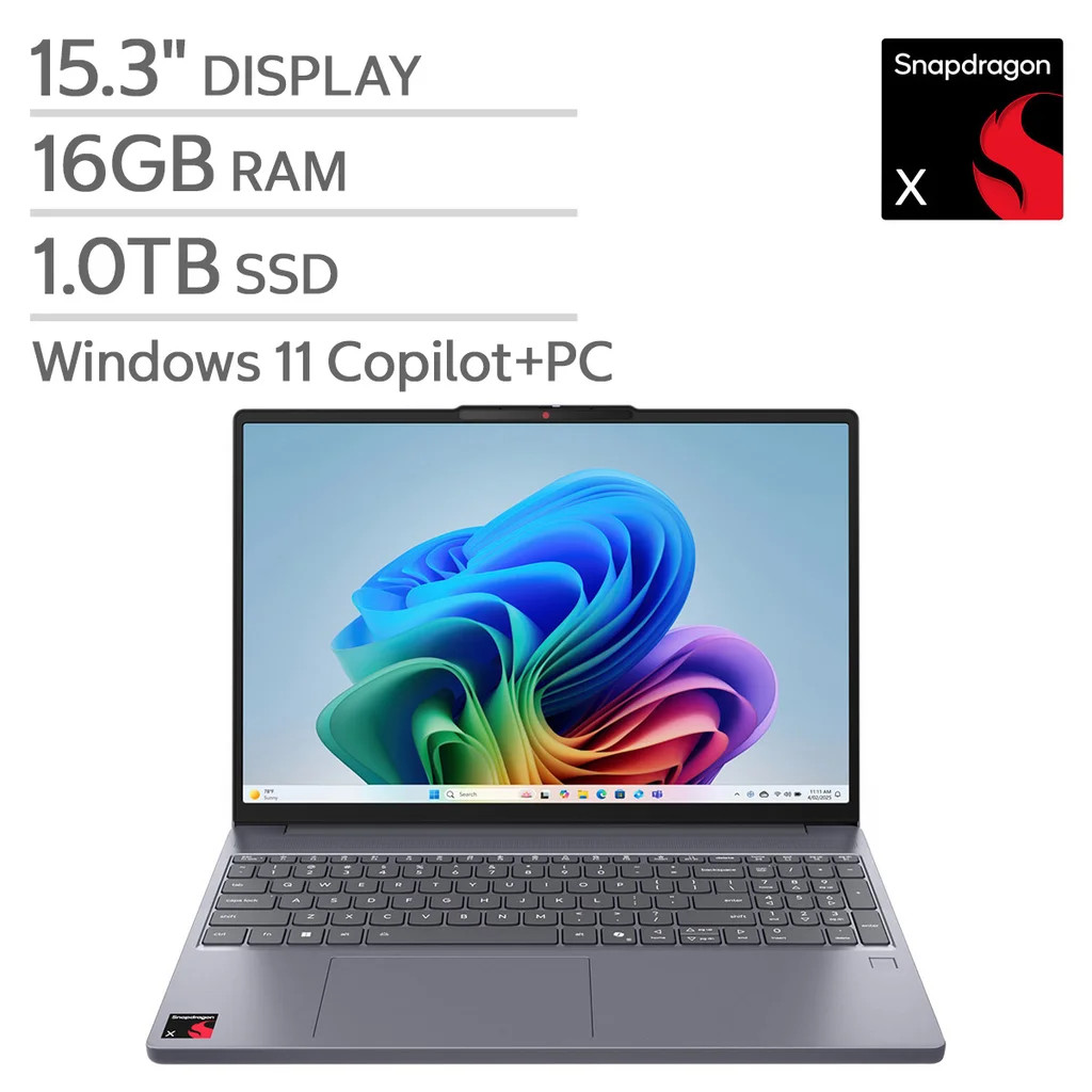 LENOVO IDEAPAD SLIM 3X 15.3″ Touchscreen Laptop Snapdragon X 16GB RAM 1TB SSD