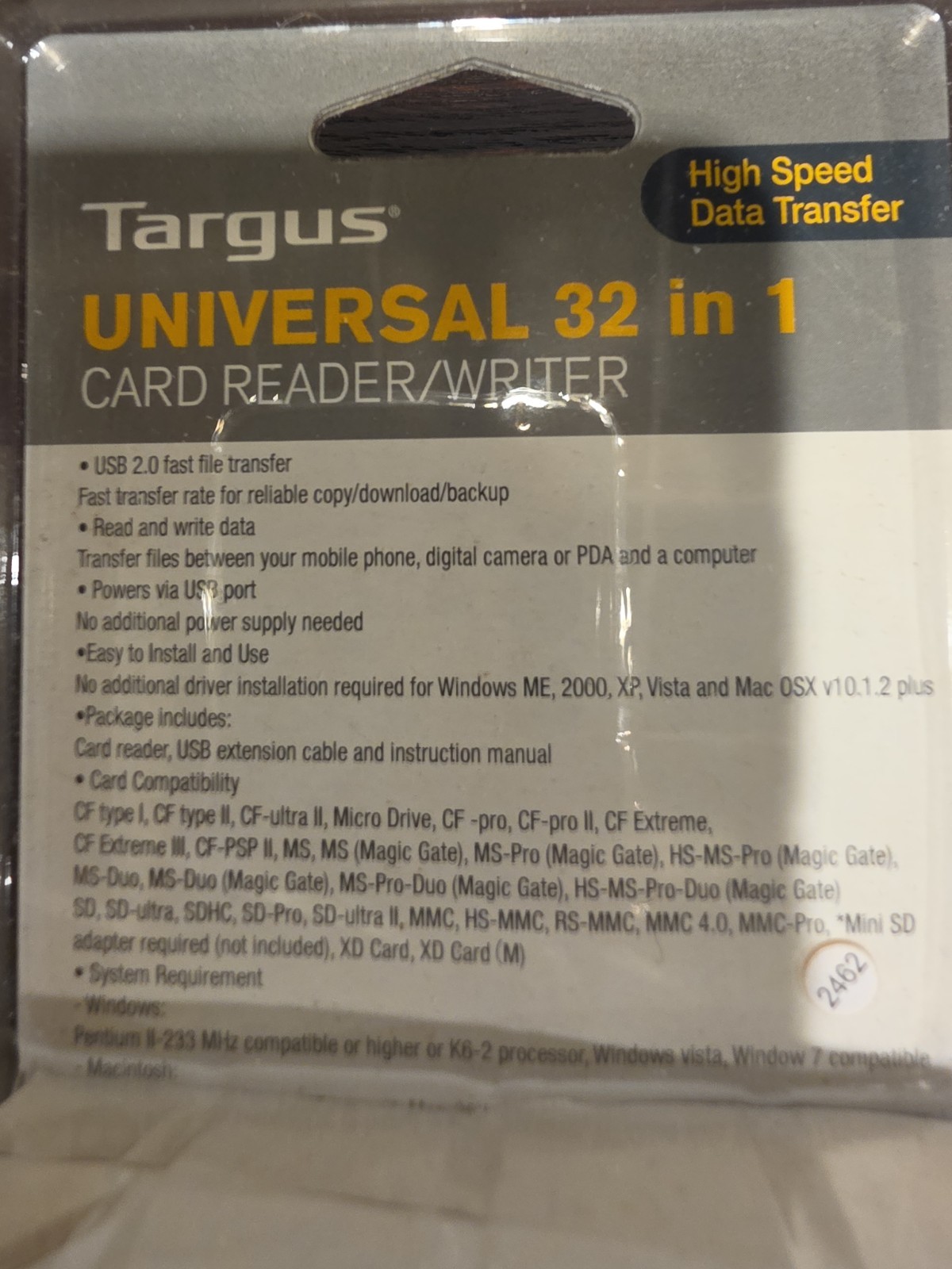 TARGUS UNIVERSAL 32 – IN – 1 CARD READER / WRITER (NEW) High SPEED data transfer