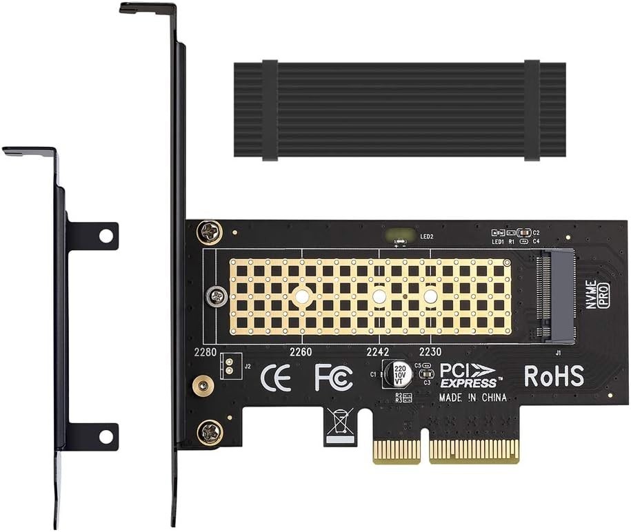 Support M.2 NVMe SSDs with PCIe 4.0 x4 Adapter Card & Aluminum Cooling Solution