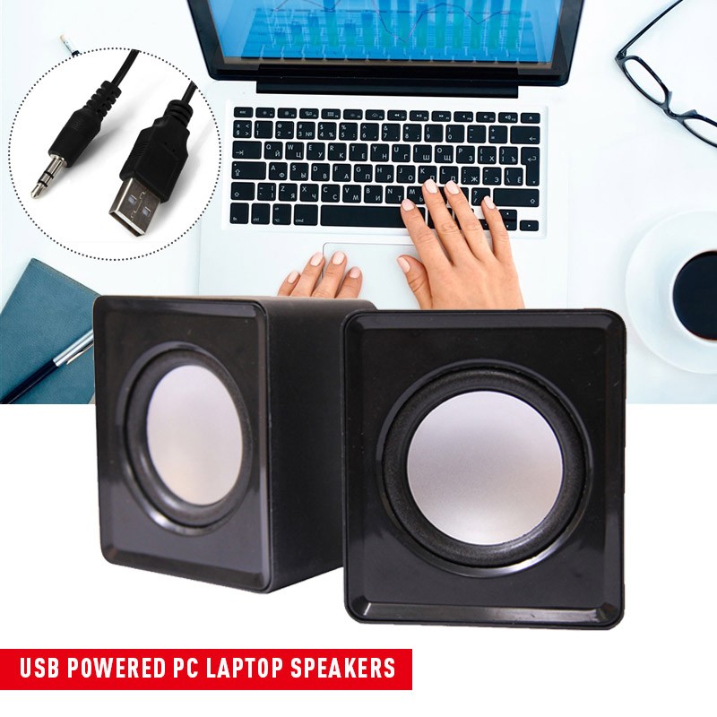 3.5mm Mini USB Wired Computer Speakers Stereo Bass For PC Laptop Desktop Black