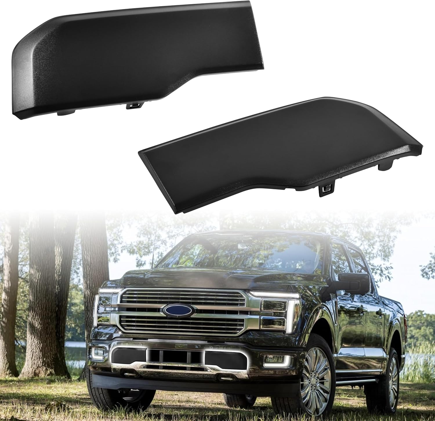 Front Bumper Guards Pads for 2024-2025 Ford F-150, Black Front Bumper Inserts Pr