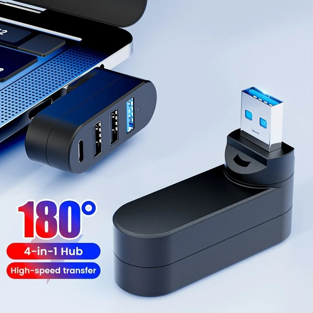 USB 3.0 Hub 3/4 port high speed Data Splitter Rotatable Adapter Pc Laptop MacBok