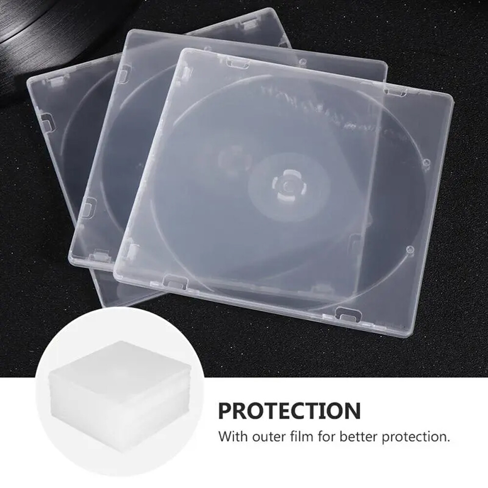 20/50/100/150 Pack Slim Clear CD Jewel Cases Single DVD Disc Storage Clear Tray