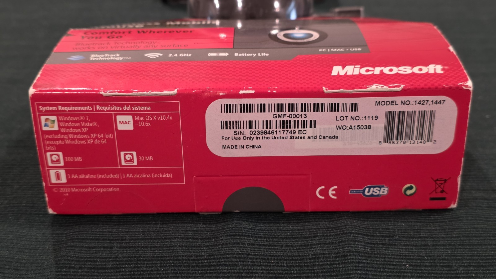 Microsoft Wireless Mobile Mouse 3500 Red BlueTrack 1427