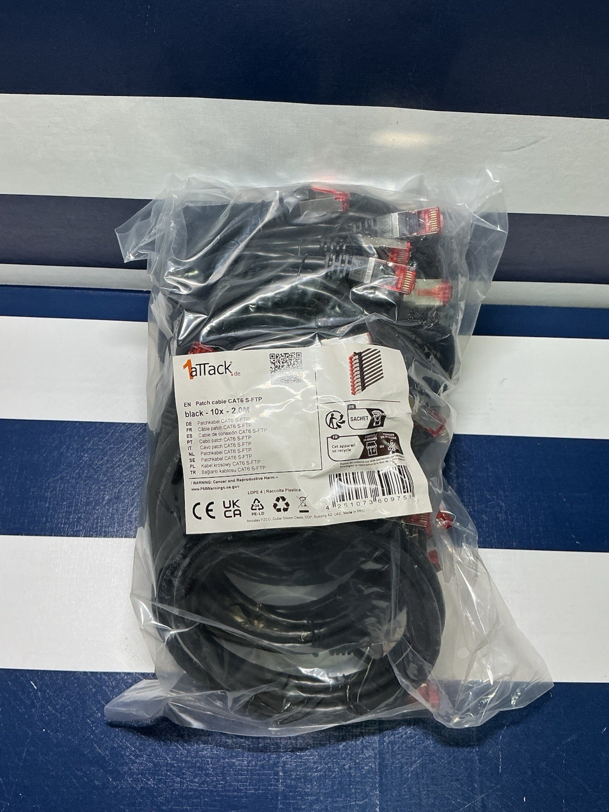 CAT 6 S-FTP Patch Cable, Black 10x – 2.0M (6.56 FT), 10 Pack Network/Ethernet