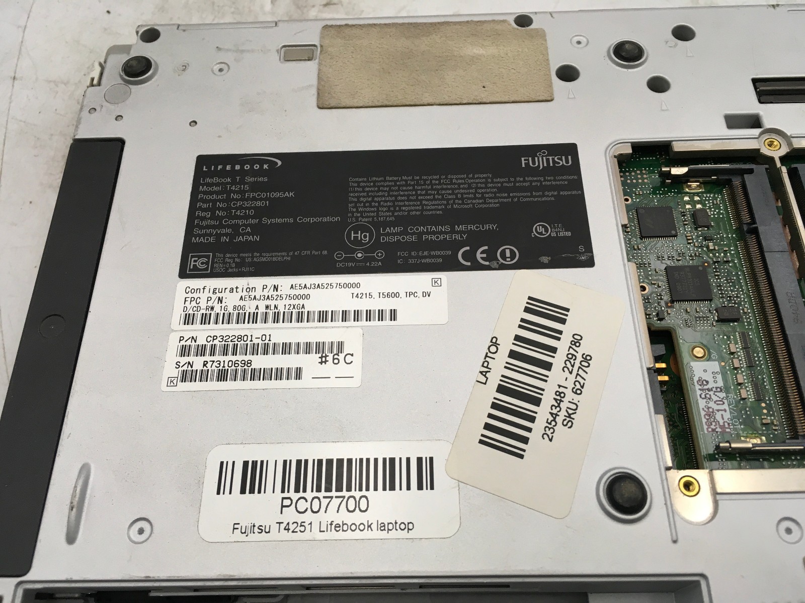 FUJITSU LIFEBOOK T SERIES T4215 -BOOTS TO BIOS- INTEL T5500 – 1GB RAM – READ -BB