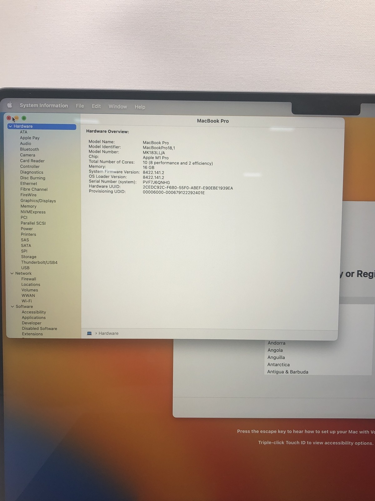 APPLE MACBOOK PRO A2485 2021 M1 PRO 512GB 16GB -Grade D