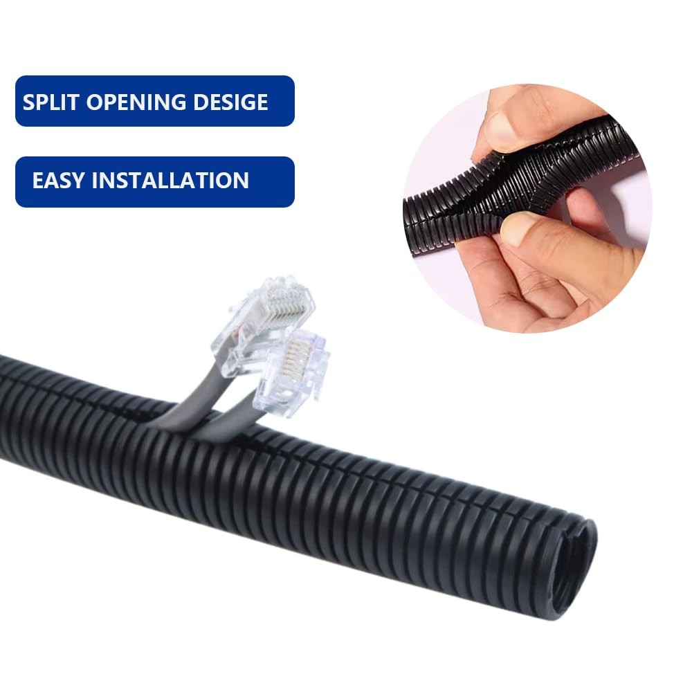 32 FT 1/4 inch Split Wire Loom Tubing Wire Conduit,Flexible Wire Covers Cord …