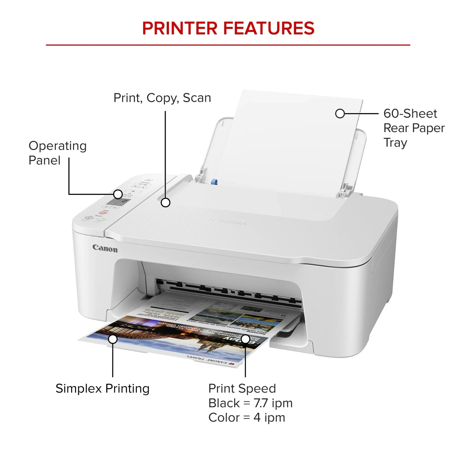 New Canon 3722 (3522) Wireless Printer-Copy-Scan-5×5 Photo-On Sale-Back School
