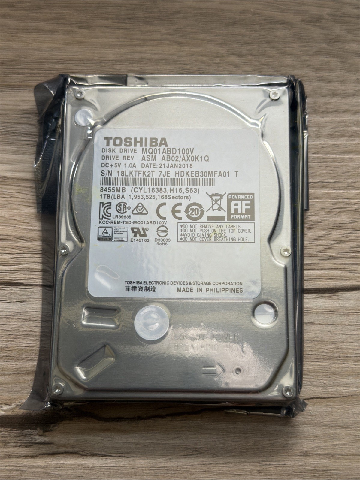Toshiba MQ01ABD100V 1TB 2.5″ SATA 5400RPM 8MB HDD Hard Drive AF – NEW