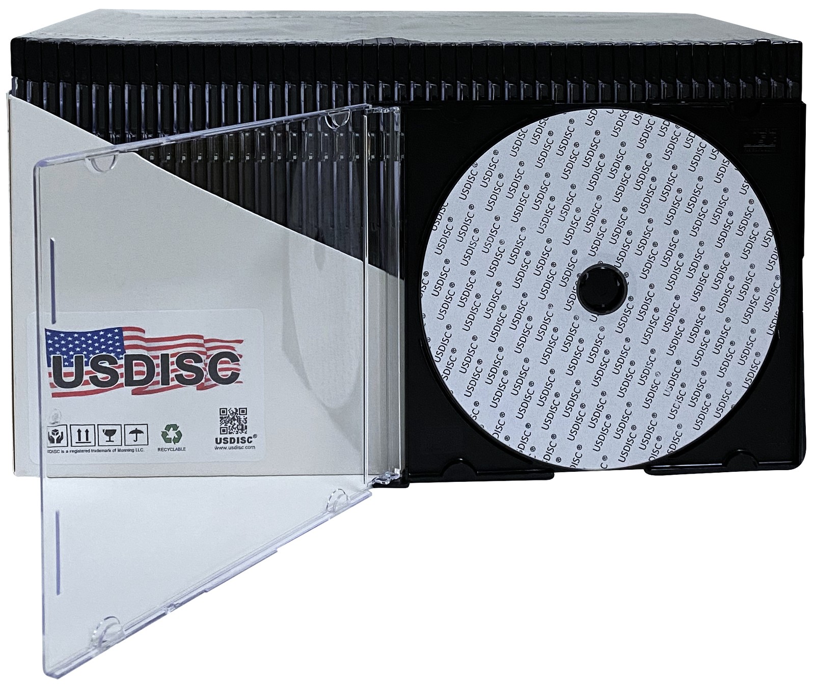 200 USDISC CD Jewel Cases Slimline 5.2mm, Single 1 Disc (Black) Lot