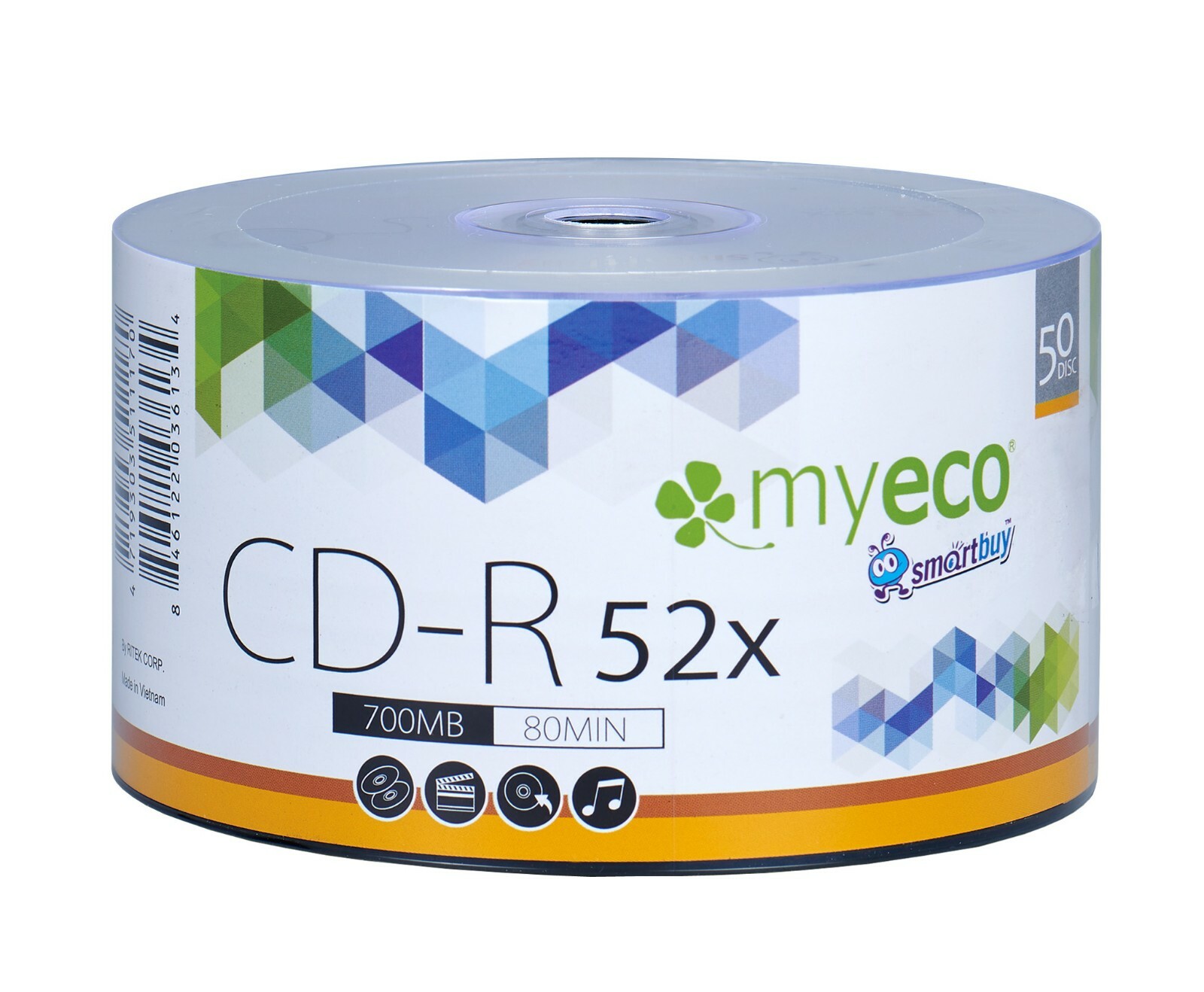 3000 Pack MyEco CD-R CD 52X 700MB 80Min Economy Logo Blank Recordable Media Disc