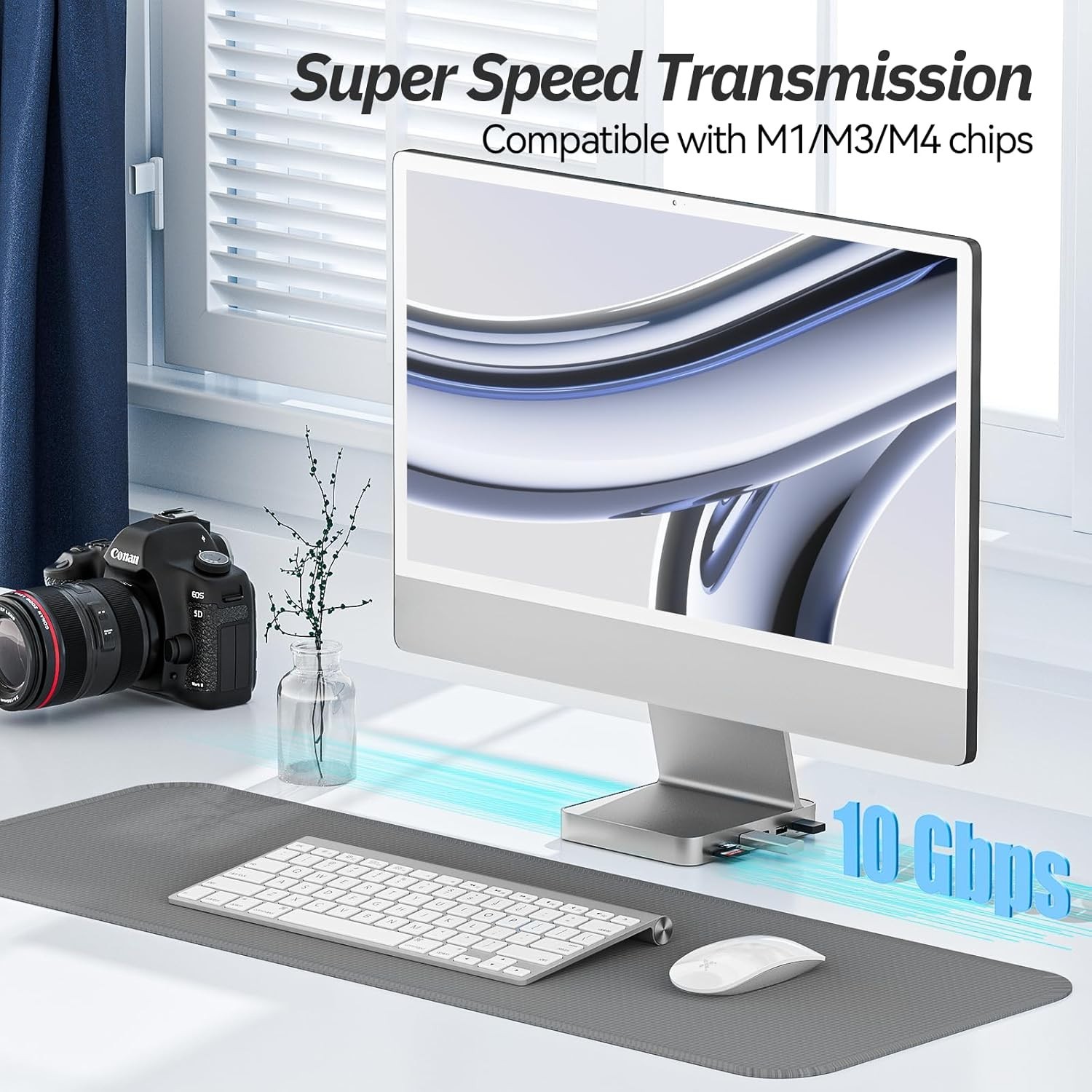 Uesd USB C Hub for iMac 24 inch for M1/M3/M4 Support M.2 NVMe SSD Silver