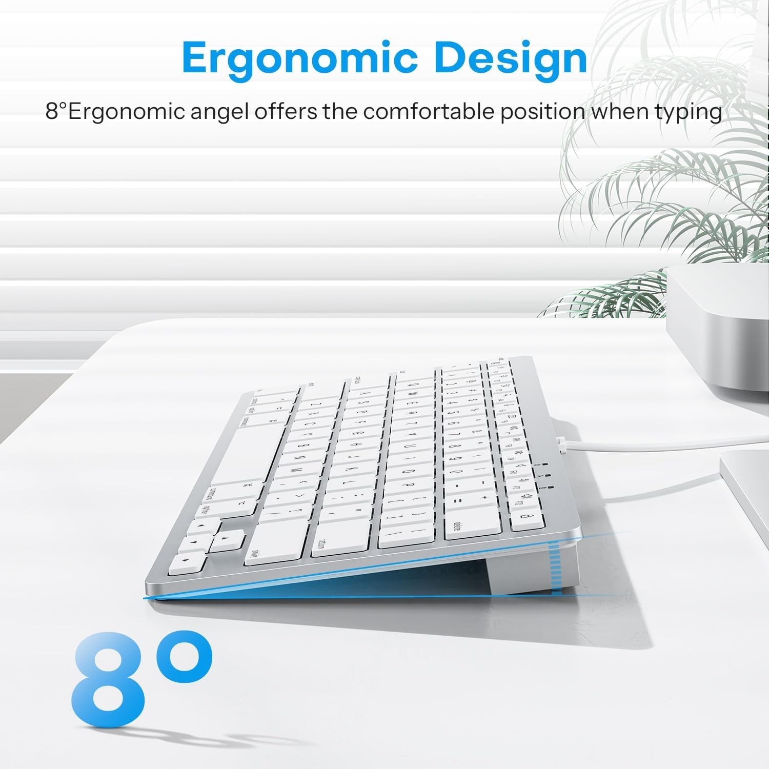 Compact Wired Keyboard for Mac with Ergonomic Design – 78 Keys, Easy Connection