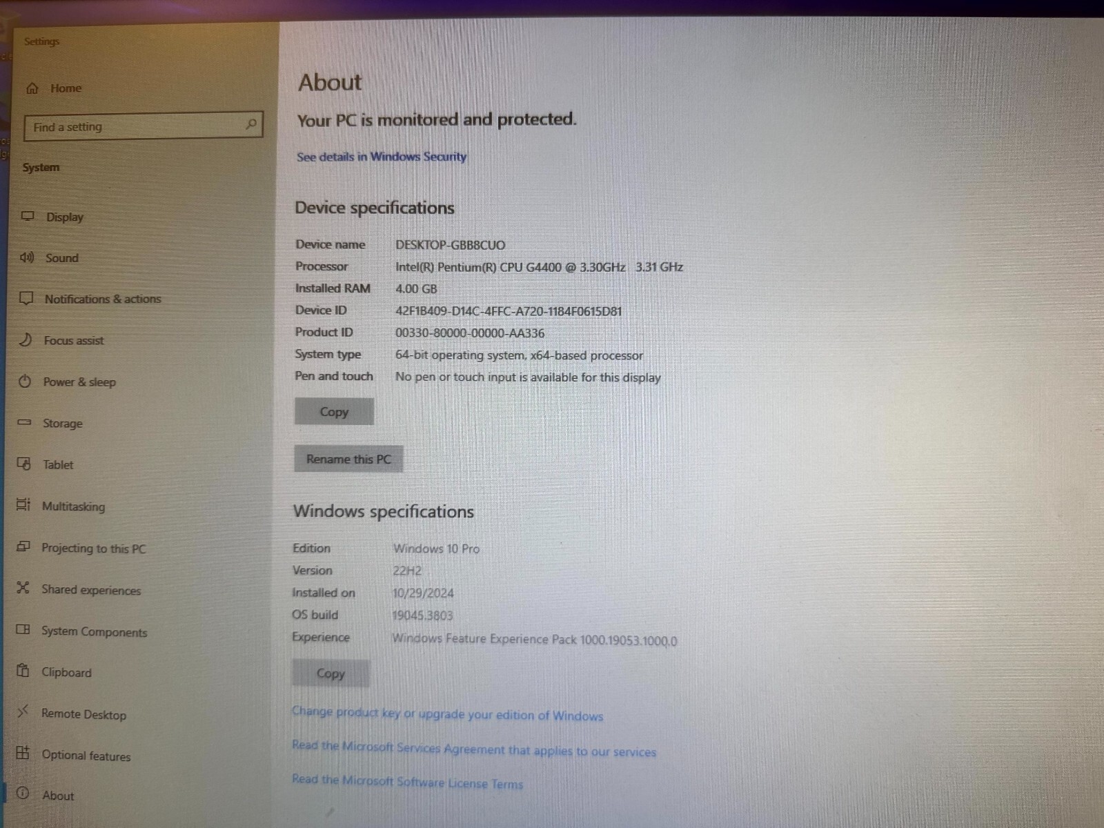 Dell Inspiron 3650 Desktop Computer, Intel G4400 @3.30Ghz, 4GB, 1TB HDD, Win 10