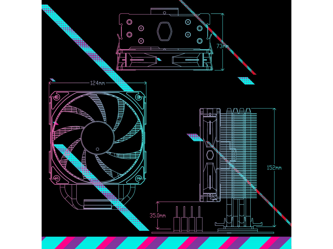 Cooler Master Hyper 212 Spectrum V3 CPU Air Cooler, ARGB Sync, 120mm PWM Fan, 4