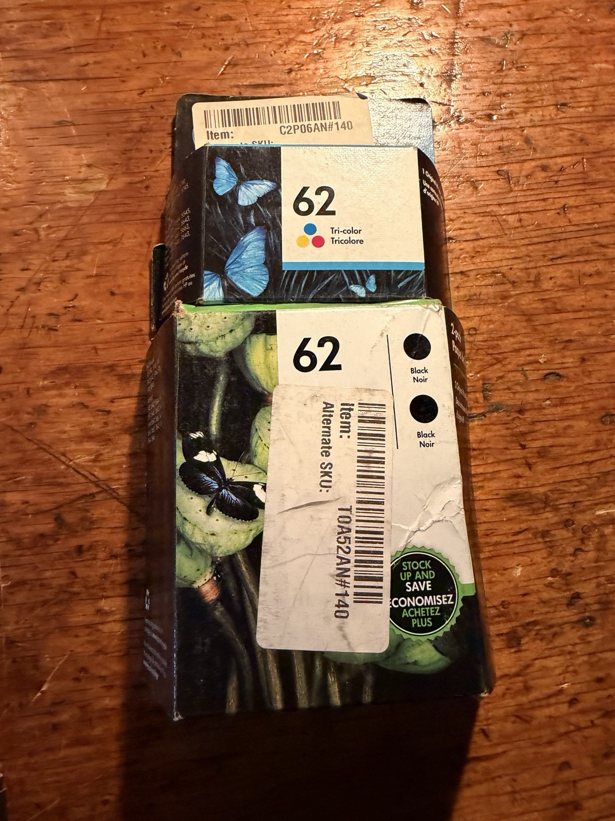 HP 62 2-pack Black/Tri-color Ink Cartridges Lot Of 3 Cartridges Exp 2022