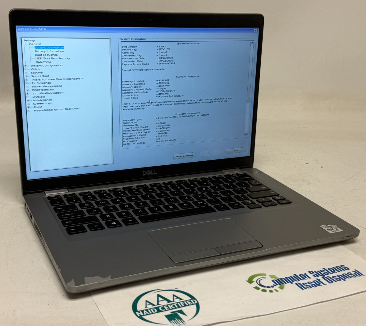 Dell Latitude 5410 Touch 14″ (i5-10210u – 8GB RAM – 256GB SSD – Win11Home)