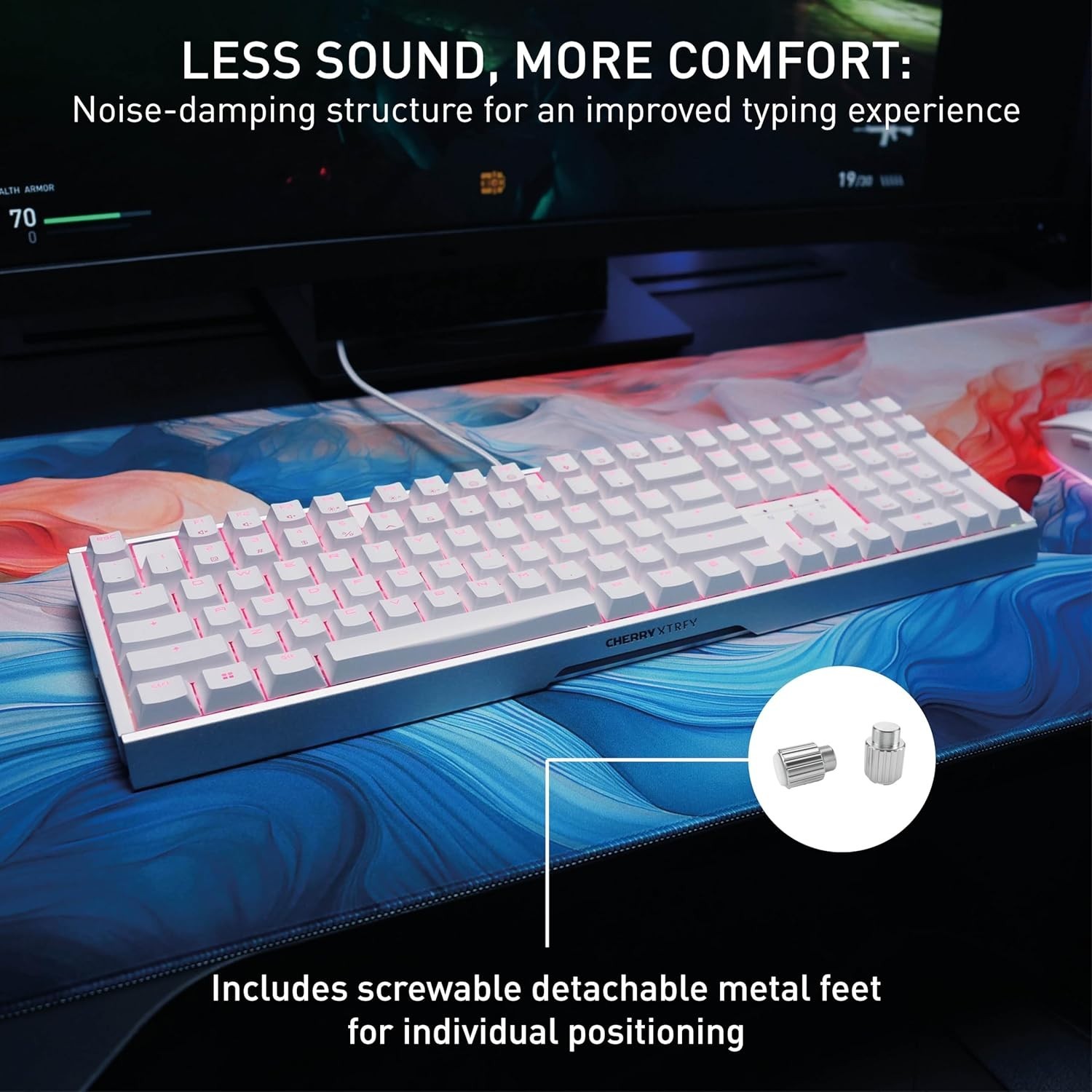 CHERRY XTRFY MX 3.1 Mechanical Wired Gaming Keyboard RGB (White, MX2A Red)