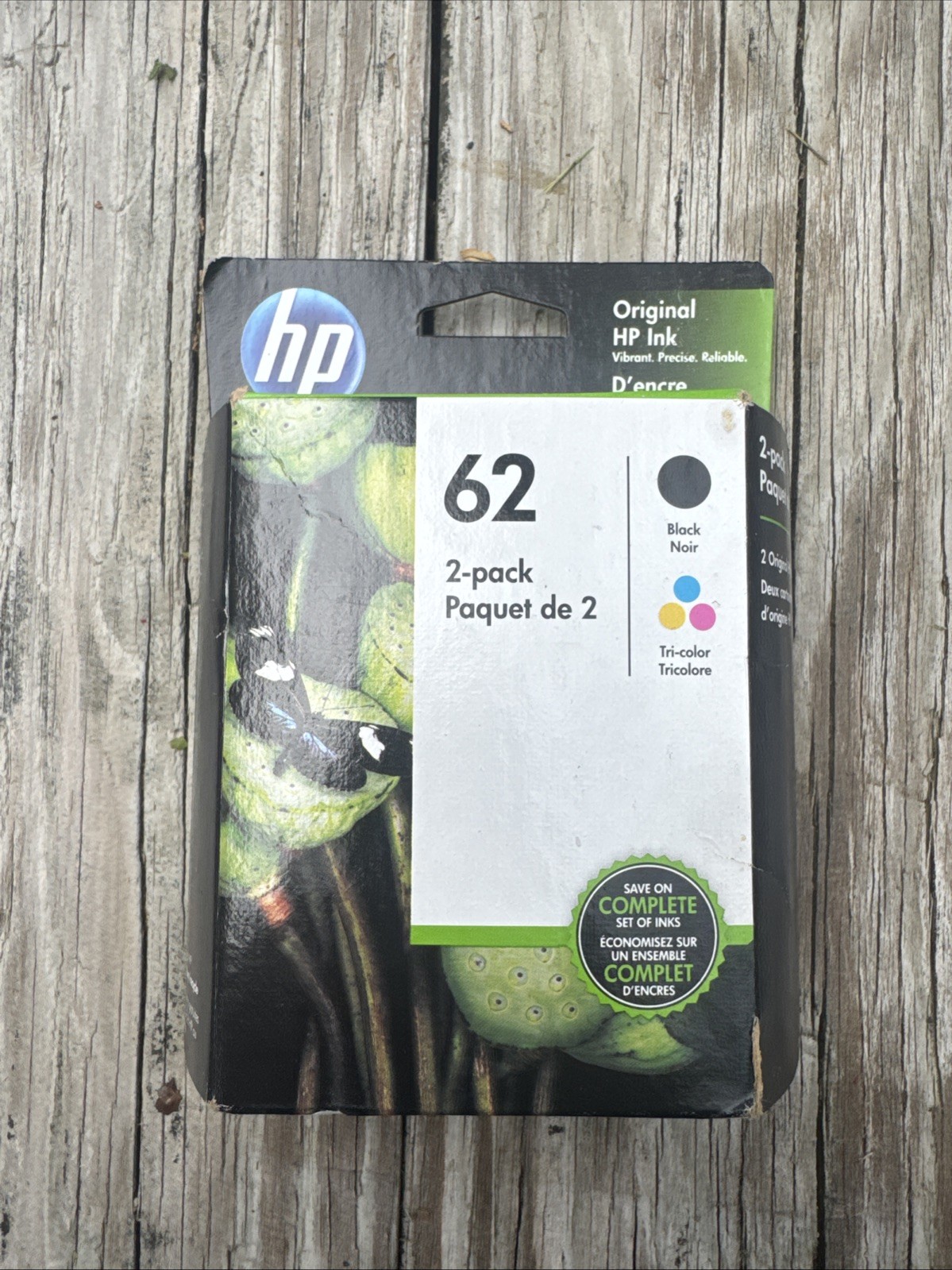 Genuine HP 62 Black & Tri-Color Ink Cartridges (N9H64FN) OEM New NIB Exp 2023