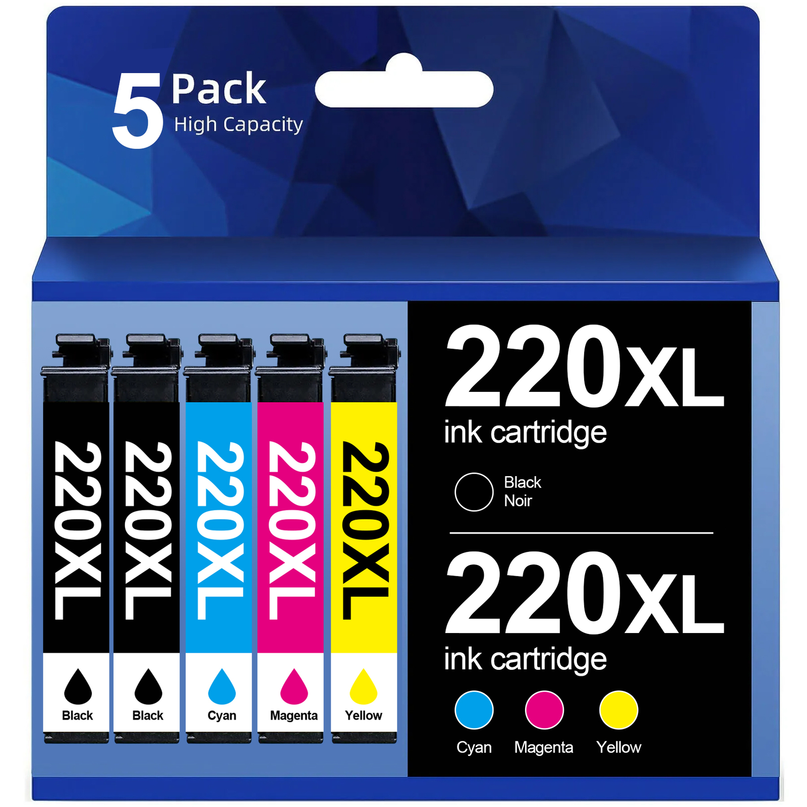 5-Pack T220XL 220XL Ink Cartridges For Epson WorkForce WF-2650 WF-2750 WF-2760
