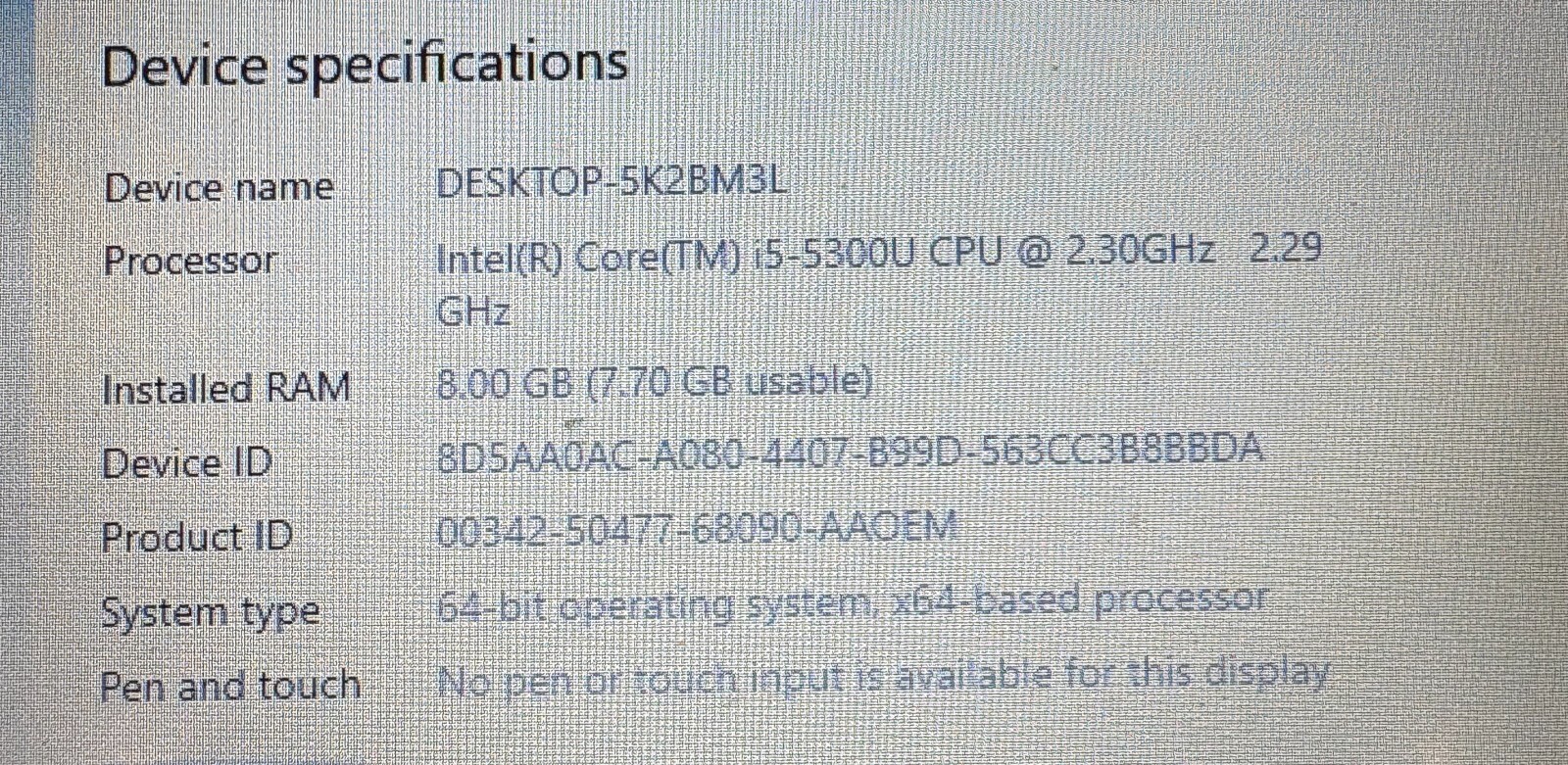 Lenovo ThinkPad T450 14in Laptop, Core i5-5300U 2.3GHz, 8GB Ram, 250GB Win 10