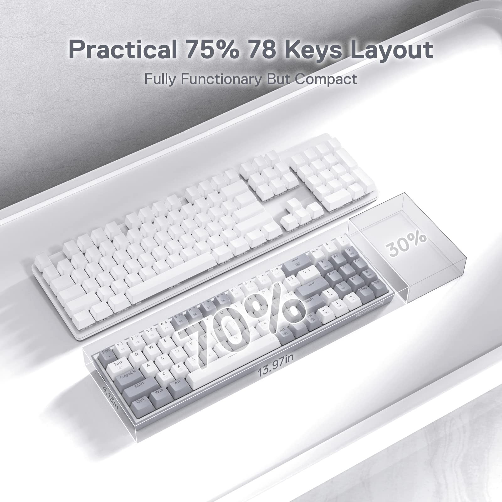 K628 Pollux 75% Wired RGB Gaming Keyboard, 78 Keys Compact Mechanical Keyboar…