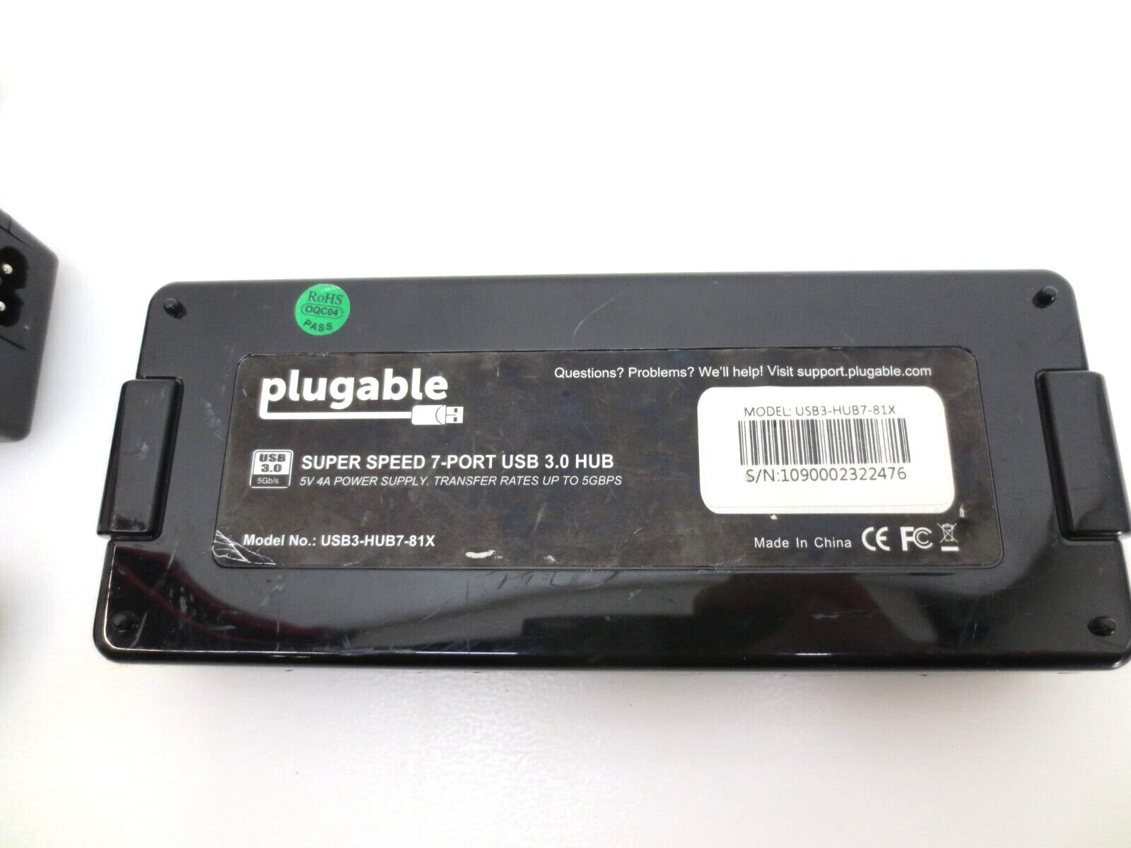 Lot of 2 – Plugable 7 Port USB 3.0 Hub with 25W Power Adapter USB3-HUB7-81X