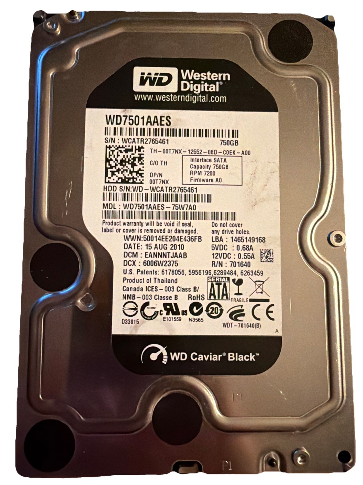 Western Digital WD Black WD7501AAES 750 GB 3.5″ SATA II Hard Drive | Smart Score
