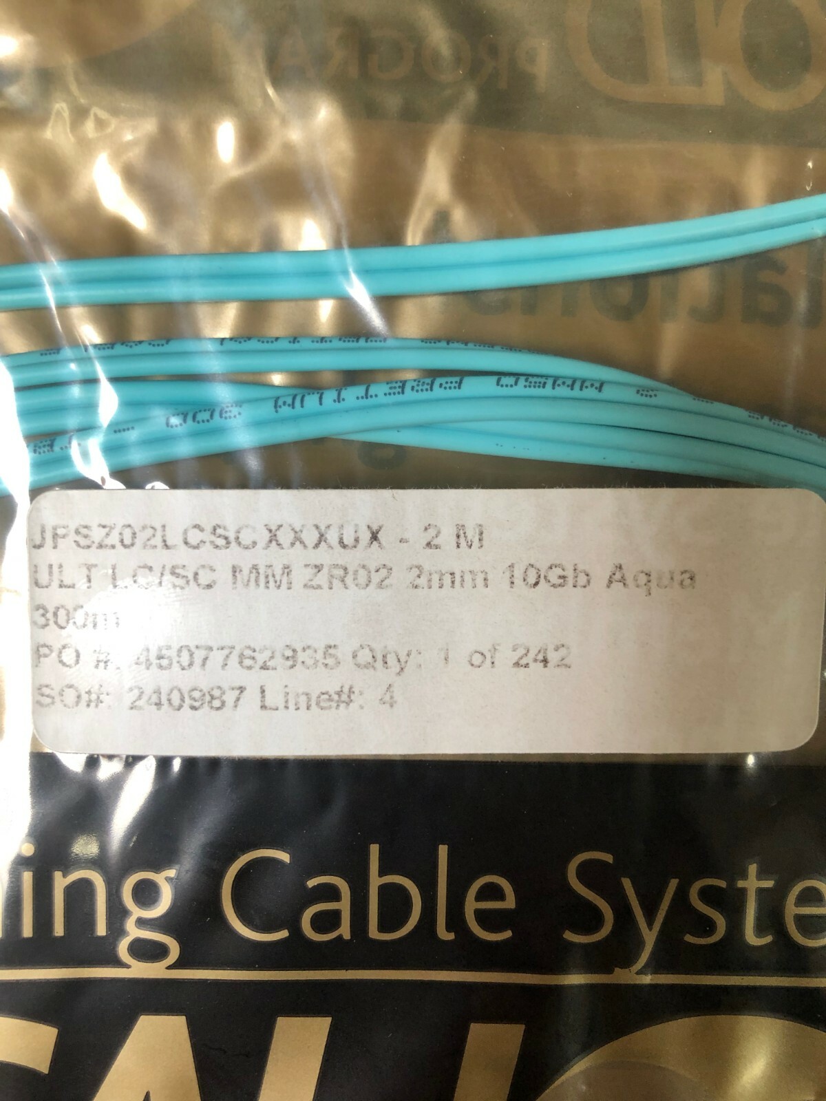 6ft 2m Fiber Optic Patch Cable SC to LC 2mm 10GB Blue Aqua **NEW** 6′
