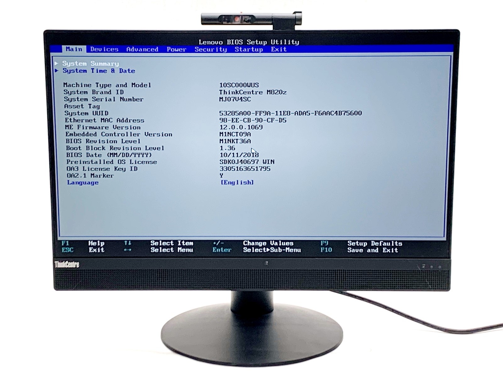 Lenovo ThinkCentre M820z AIO Computer PC 22″ i3-8100 3.6GHz QC 250GB SSD 4GB