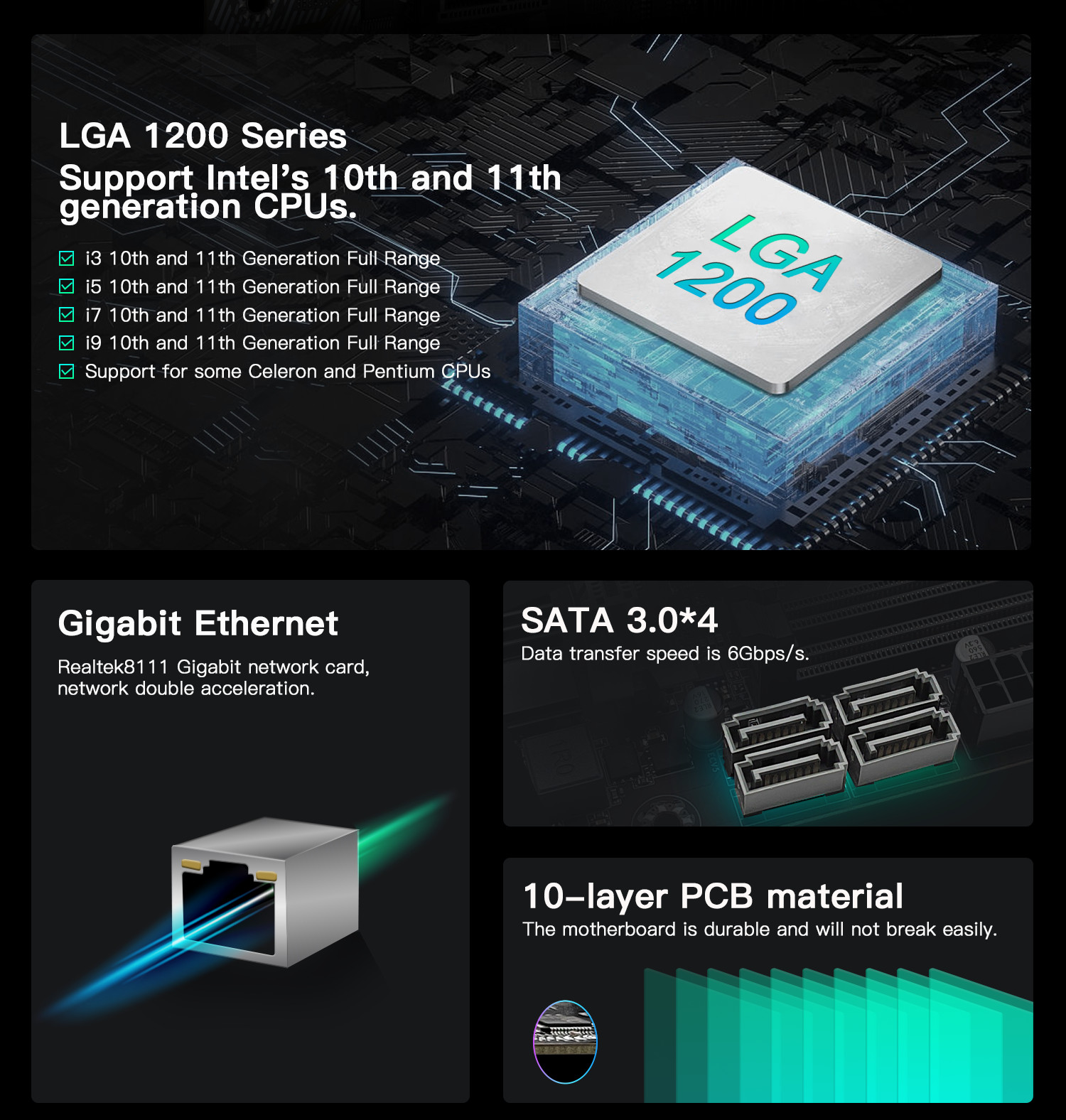 H511M PRO Motherboard LGA 1200 2*DDR4 VGA USB 2.0 USB 3.0 SATA3 On-Board Audio