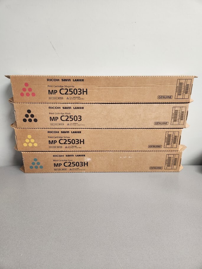 Ricoh MP C2503H Genuine Toner Cartridges Set Of 4 C,M,Y,K FOR MP C2503 – NEW