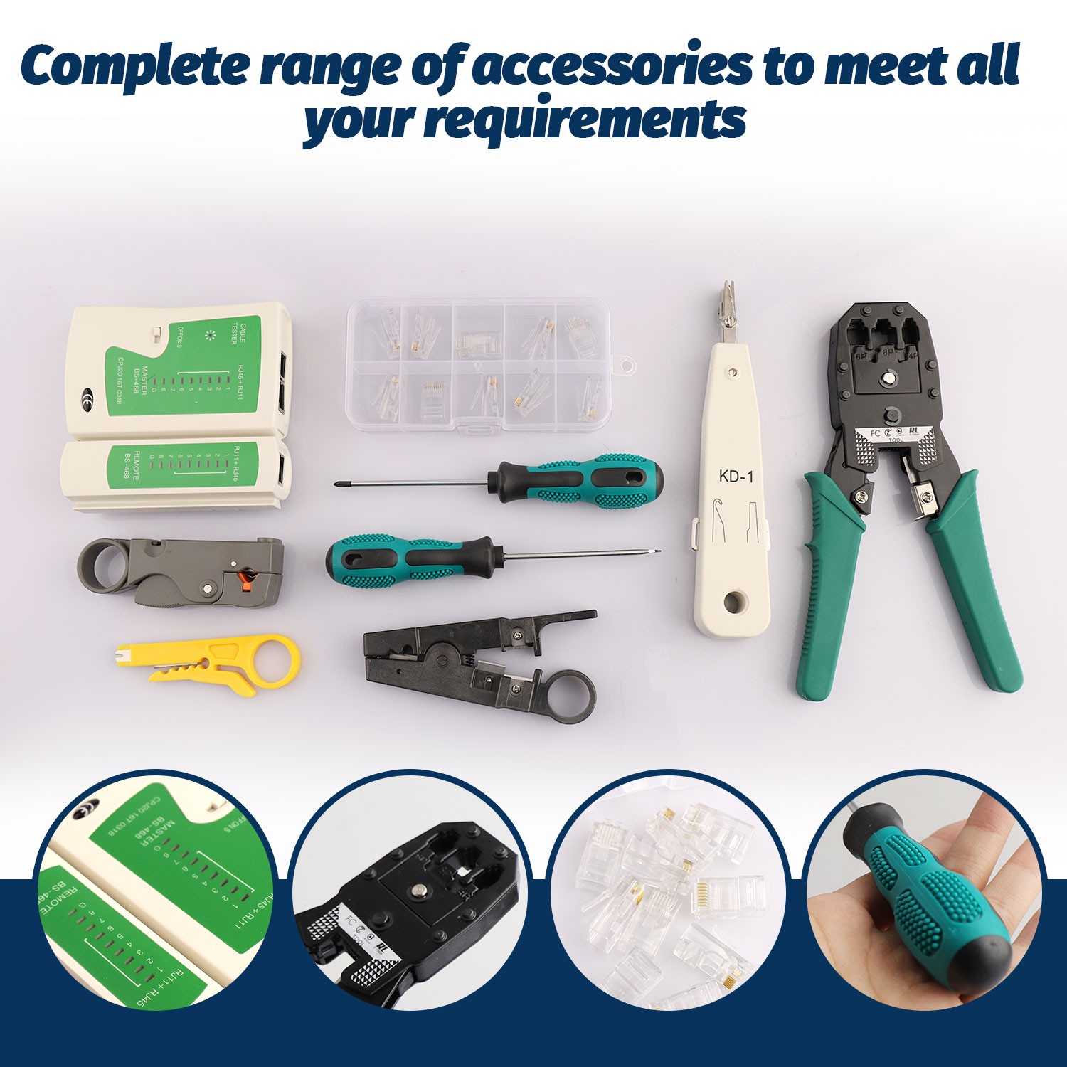 Network Tool Kit – RJ45 Crimper, Tester & Strippers for Ethernet Cable Work