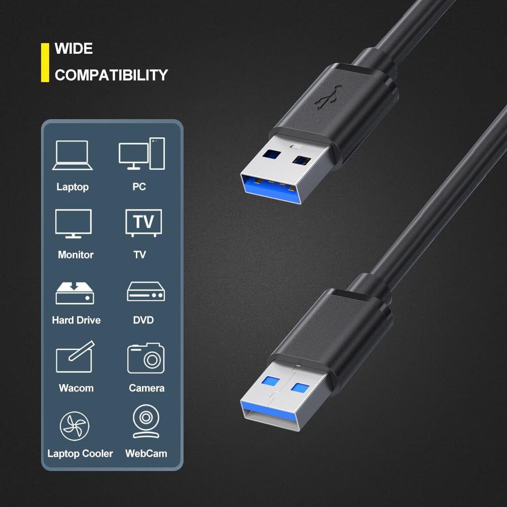 USB 3.0 A Male to A Cable Lot Data Transfer Super Speed Power Charger Metal 3FT