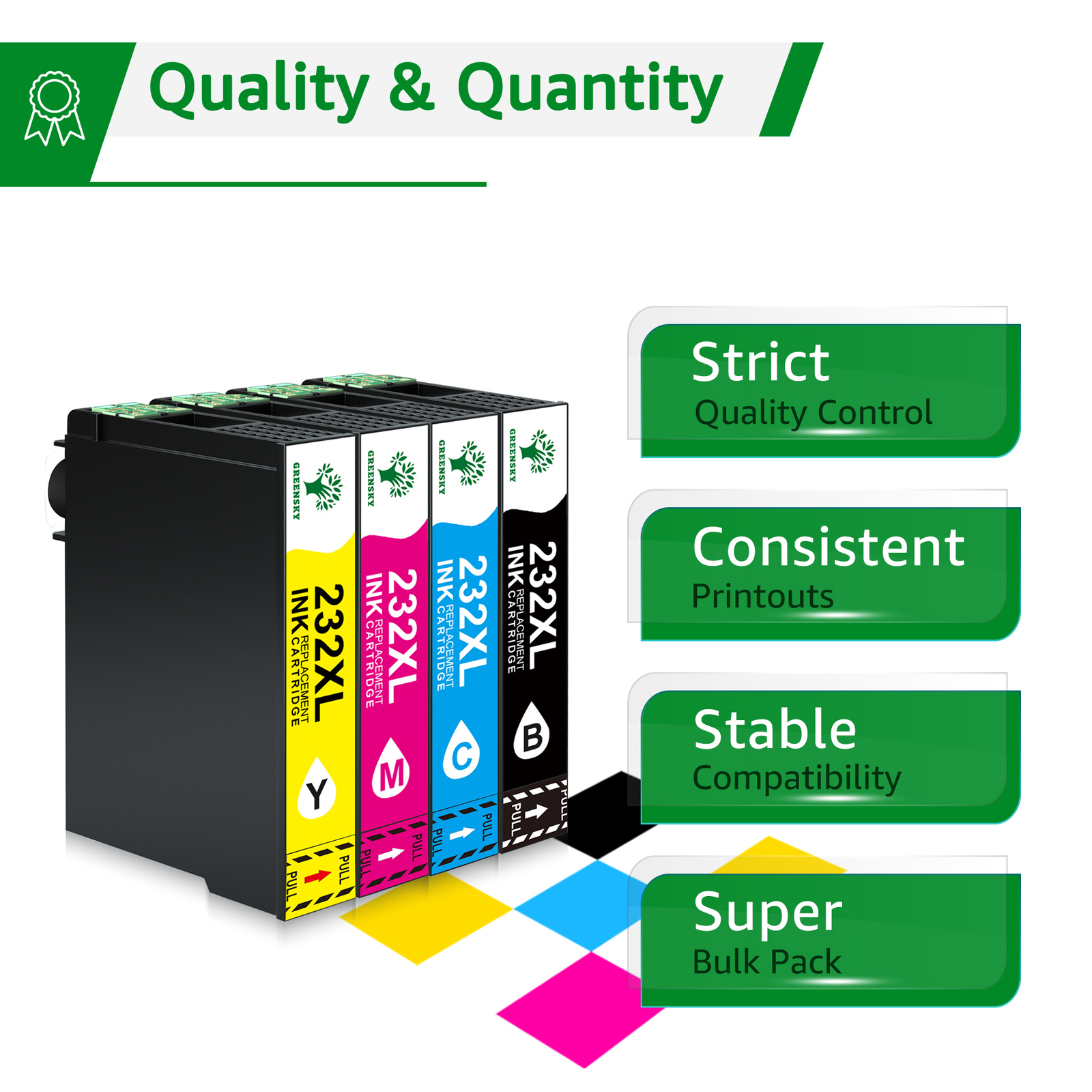 5PK 232XL 232 XL T232XL Ink Cartridges for Epson WF-2930 WF-2950 XP-4200 XP-4205