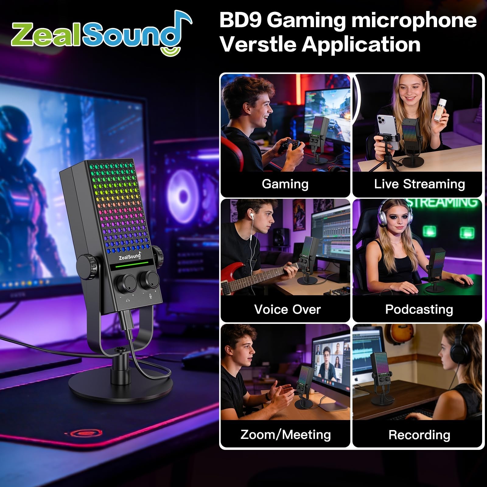 Gaming USB Microphone for PC, Mac, Xbox, iPhone & Android – Noise Reduction, Mut